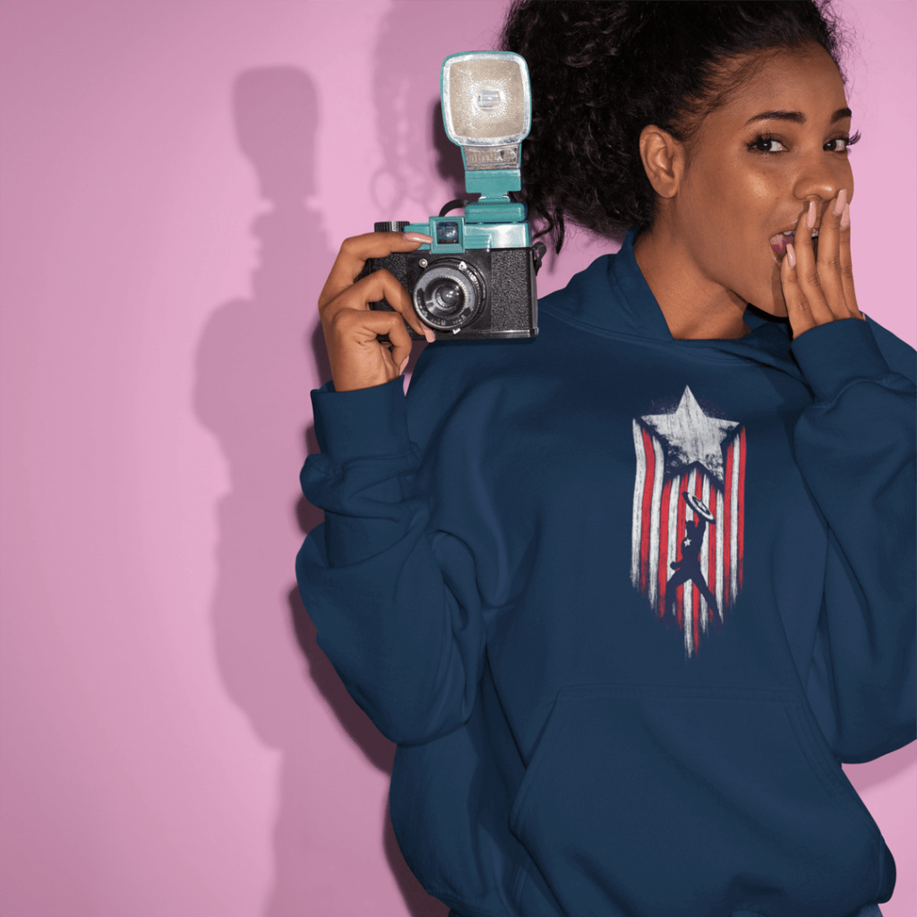 captain-america-hoodie-mockup-featuring-a-girl-posing-with-a-camera