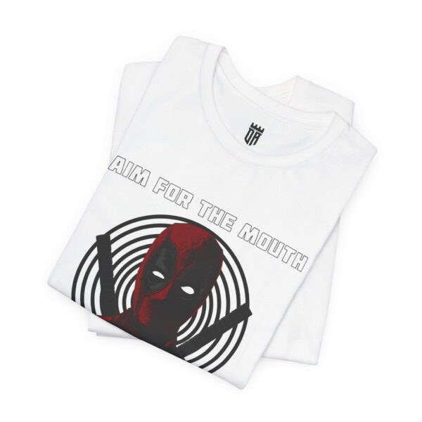 Aim-for-the-Mouth-Deadpool-T-Shirt-Folded-White