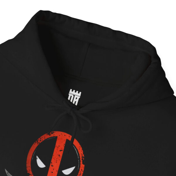 Splatterpool-Deadpool-Hoodie-Front-Collar-Closeup-Black